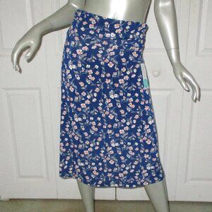 KAILEIGH Stitch Fix Blue Floral Raylyn Knit High-Waist Midi Skirt NWT